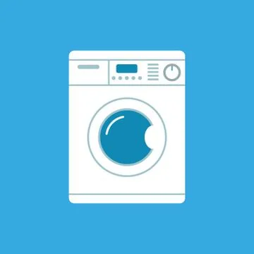 Vector illstration of wash machine on blue background. Isolated. Illustrazione stock