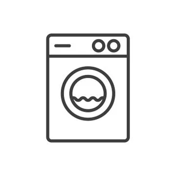 Vector illstration of wash machine icon. Outline design. Isolated. Stock Illustration
