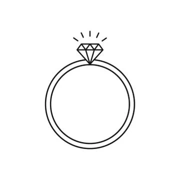 Vector illstration of wedding ring icon. Outline design. Isolated. Stock Illustration