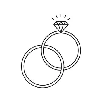Vector illstration of wedding rings on white background. Isolated. Stock Illustration