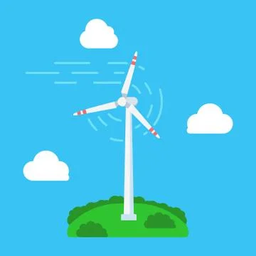 Vector illstration of windmill. Flat design. Isolated. Stock Illustration