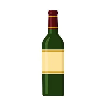 Vector illstration of wine bottle icon. Flat design. Isolated. Stock Illustration