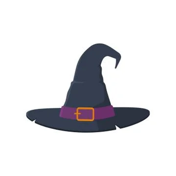 Vector illstration of witch hat. Flat design. Isolated. Stock Illustration