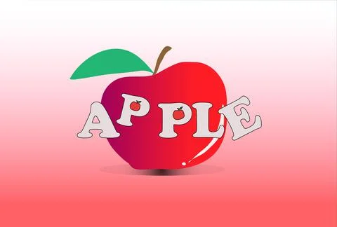 Vector illusration Red apple on red and pink background Stock Illustration