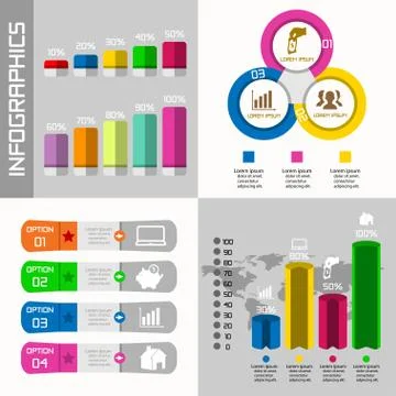 Vector illustaration of different infographic templates Stock Illustration