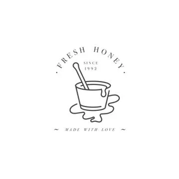Vector illustartion logo and design template or badge. Organic and eco honey Stock Illustration