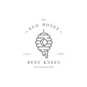 Vector illustartion logo and design template or badge. Organic and eco honey Stock Illustration