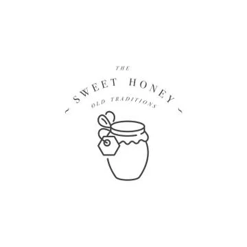 Vector illustartion logo and design template or badge. Organic and eco honey Illustrazione stock