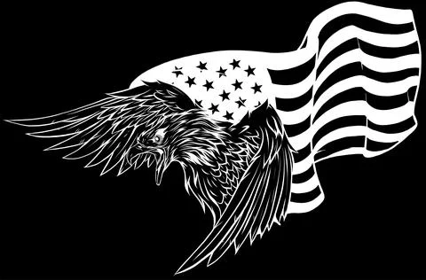Vector illustation American eagle against USA flag Illustrazione stock
