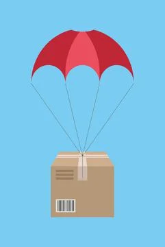 Vector illustation of a package on parachute Stock Illustration