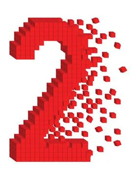 Vector illustrated 3d digit number two of red cubes イラスト素材