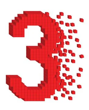 Vector illustrated 3d digit number three of red cubes イラスト素材
