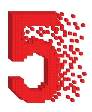Vector illustrated 3d digit number five of red cubes イラスト素材