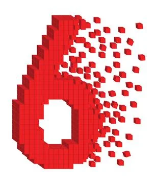 Vector illustrated 3d digit number six of red cubes イラスト素材