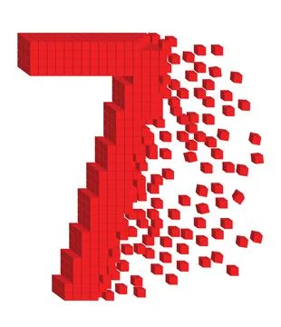 Vector illustrated 3d digit number seven of red cubes イラスト素材