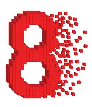 Vector illustrated 3d digit number eight of red cubes イラスト素材