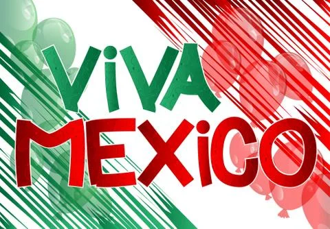 Vector illustrated banner, comic book greeting card with Viva Mexico text and Ilustración de archivo