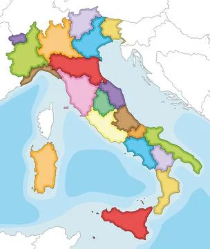 Vector illustrated blank map of Italy with regions and administrative divisio Illustrazione stock
