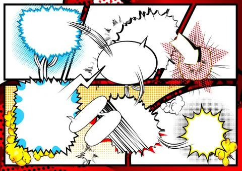 Vector illustrated comic book style background with speech bubbles. Stock Illustration