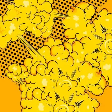 Vector illustrated comic book style explosions background. 스톡 일러스트