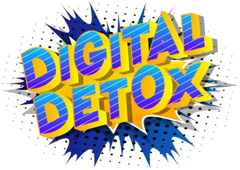 Vector illustrated comic book style Digital Detox text. 스톡 일러스트