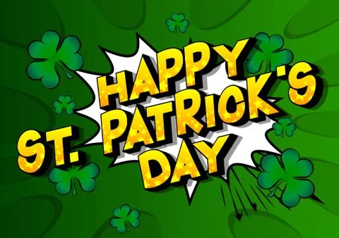 Vector illustrated comic book style St. Patrick's Day greeting card, poster,  Illustrazione stock