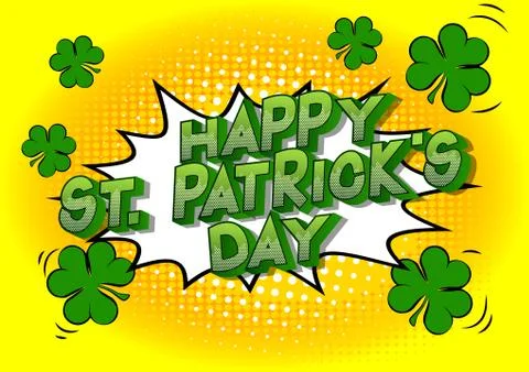 Vector illustrated comic book style St. Patrick's Day greeting card, poster,  Illustrazione stock