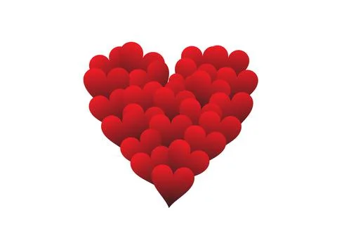 Vector illustrated red heart shape of small hearts Stock Illustration