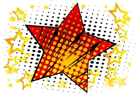 Vector illustrated retro background with big star filled with comic book effe 스톡 일러스트