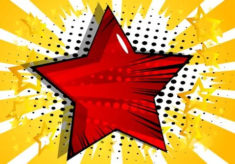 Vector illustrated retro background with big star filled with comic book effe 스톡 일러스트
