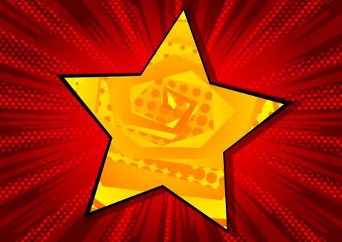 Vector illustrated retro background with big star filled with comic book effe 스톡 일러스트