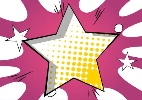 Vector illustrated retro background with big star filled with comic book effe 스톡 일러스트