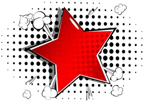 Vector illustrated retro background with big star filled with comic book effe 스톡 일러스트