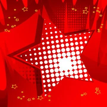 Vector illustrated retro background with big star filled with comic book effe 스톡 일러스트