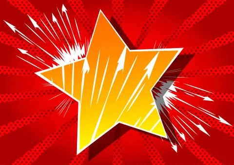 Vector illustrated retro background with big star filled with comic book effe 스톡 일러스트