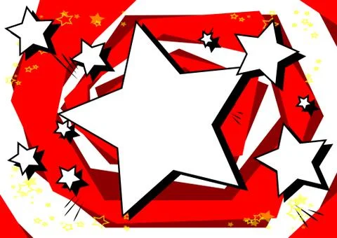 Vector illustrated retro comic book background with big blank star, pop art v 스톡 일러스트