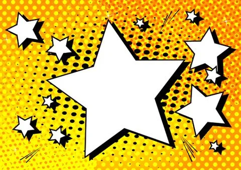 Vector illustrated retro comic book background with big blank star, pop art v Stock Illustration