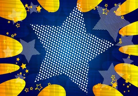 Vector illustrated retro comic book background with big half tone stars, pop  Stock Illustration