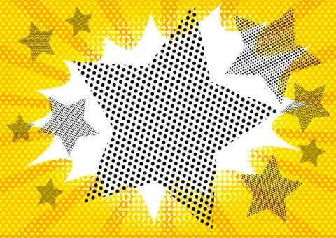 Vector illustrated retro comic book background with big half tone stars, pop  Stock Illustration