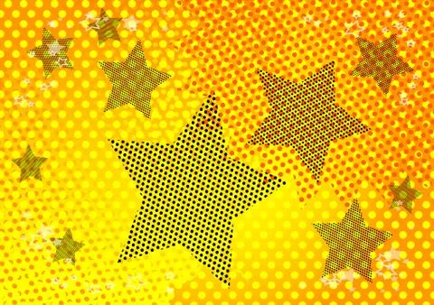 Vector illustrated retro comic book background with big half tone stars, pop  Stock Illustration
