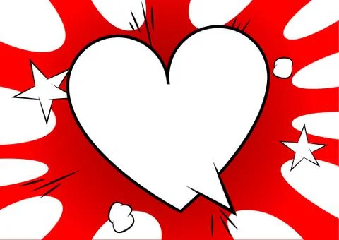 Vector illustrated retro comic book background with hearts, pop art vintage s Stock Illustration