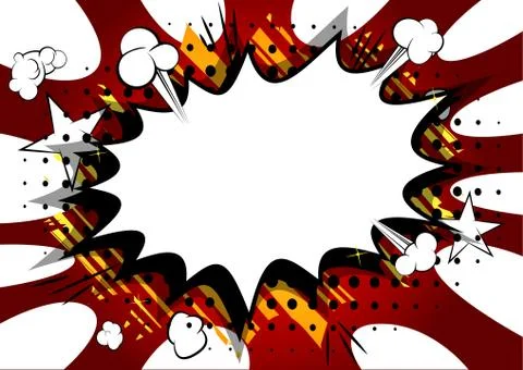 Vector illustrated retro comic book background with big blank explosion bubbl Stock Illustration