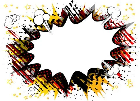 Vector illustrated retro comic book background with big blank explosion bubbl 스톡 일러스트