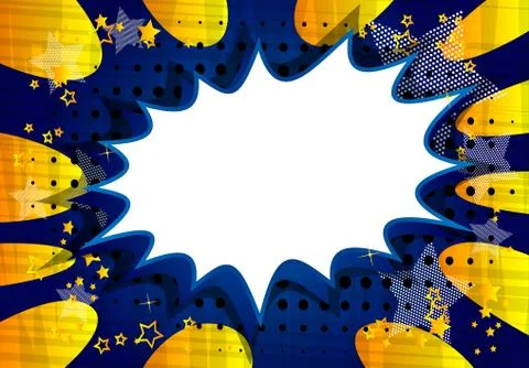 Vector illustrated retro comic book background with big blank explosion bubbl Stock Illustration