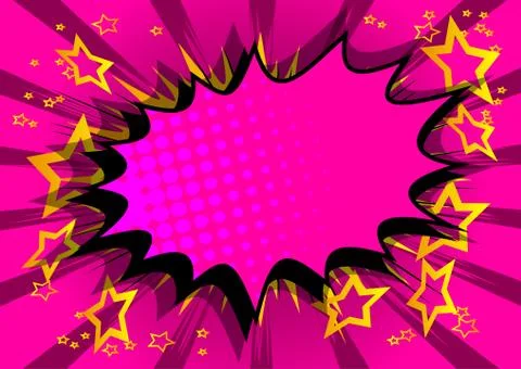 Vector illustrated retro comic book background with big colorful explosion bu Stock Illustration