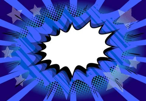 Vector illustrated retro comic book background with big blank explosion bubbl Stock Illustration