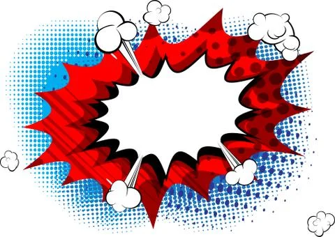 Vector illustrated retro comic book background with big blank explosion bubbl Stock Illustration