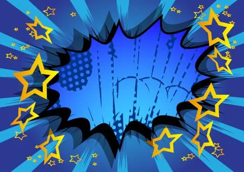 Vector illustrated retro comic book background with big colorful explosion bu Illustrazione stock