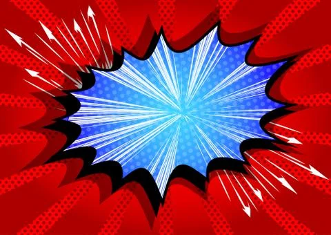 Vector illustrated retro comic book background with big colorful explosion bu Stock Illustration