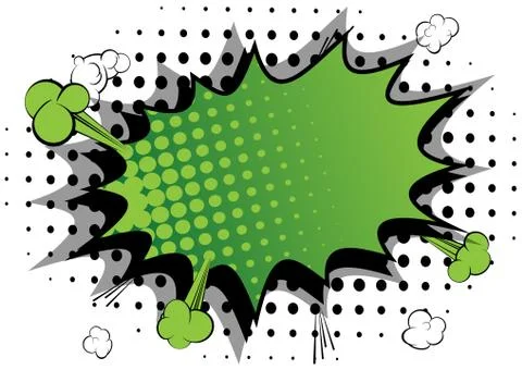 Vector illustrated retro comic book background with big green explosion bubbl Illustrazione stock